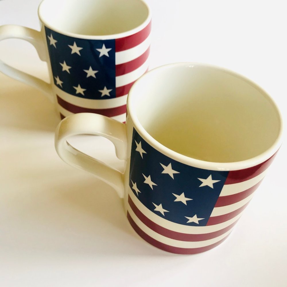 2 x Lauren Ralph Lauren American Flag Coffee Mugs
